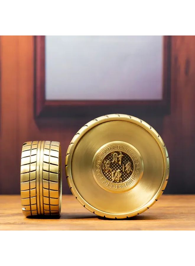 صينية سجائر من النحاس العتيق بغطاء قطر 5.04 بوصة لمنع تطاير الرماد ديكور منزلي - Image 2